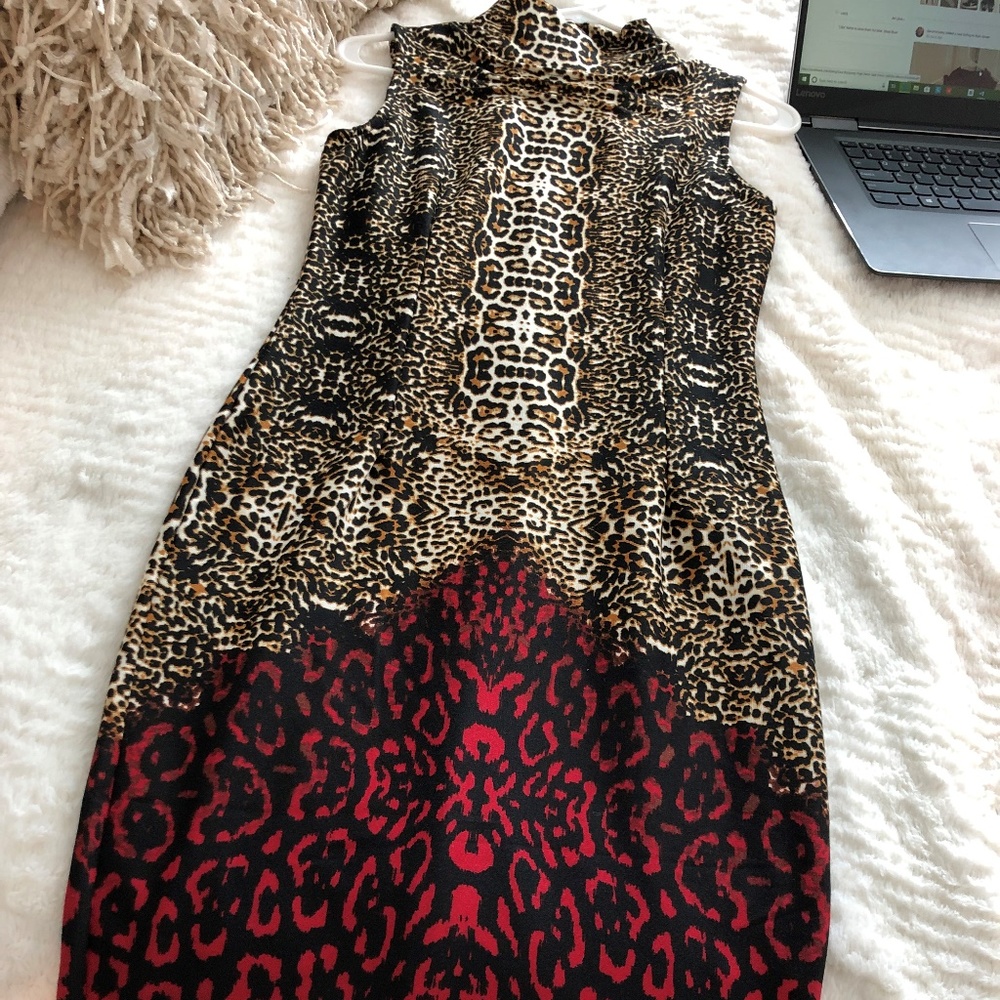 Leopard Print Sleeveless Midi Dress (New)